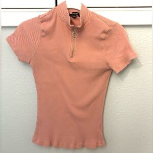 Salmon Fitted Zipper Top